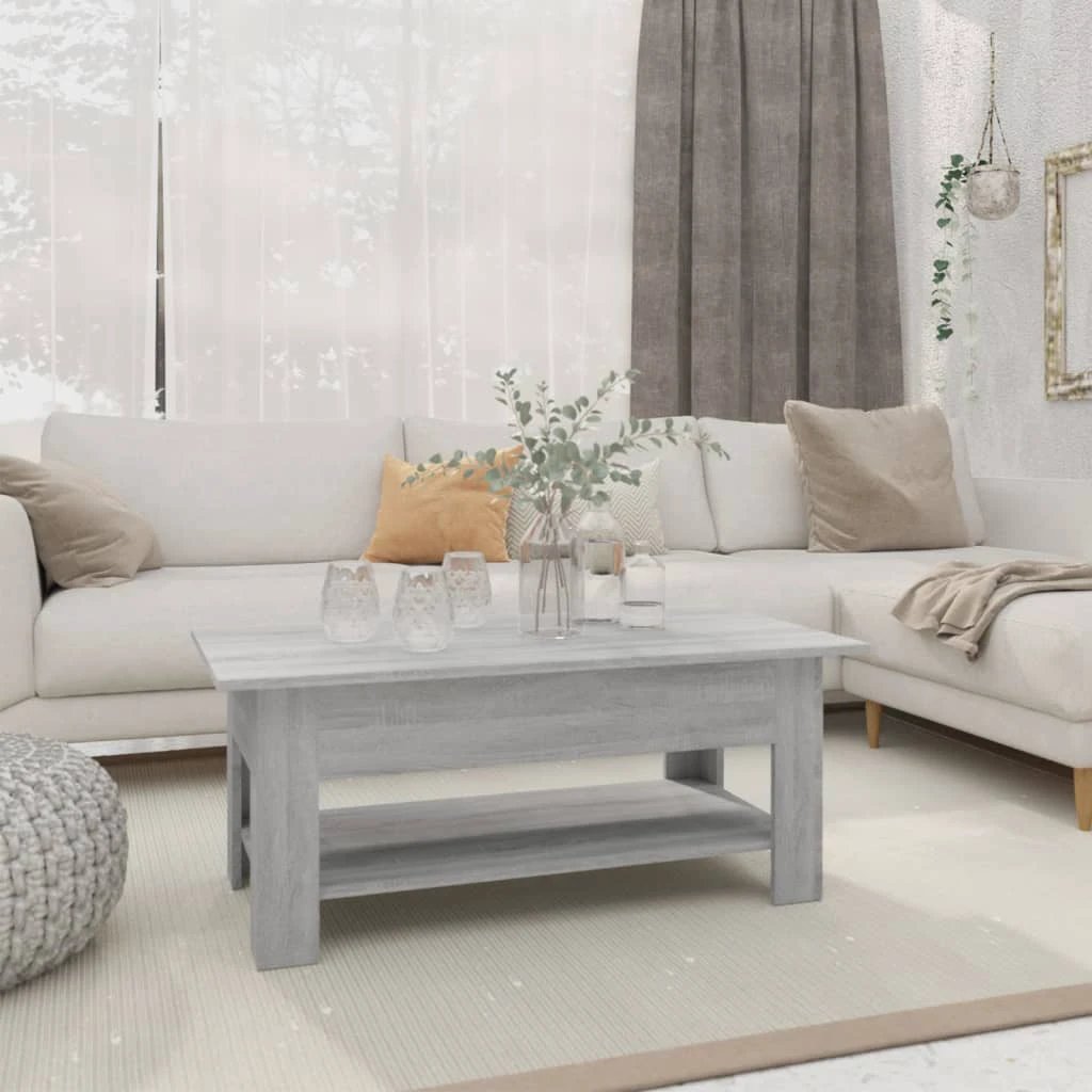 vidaXL Coffee Table 102 x 55 x 42 cm Engineered Wood With Storage Shelf For Living Room Decor by vidaXL