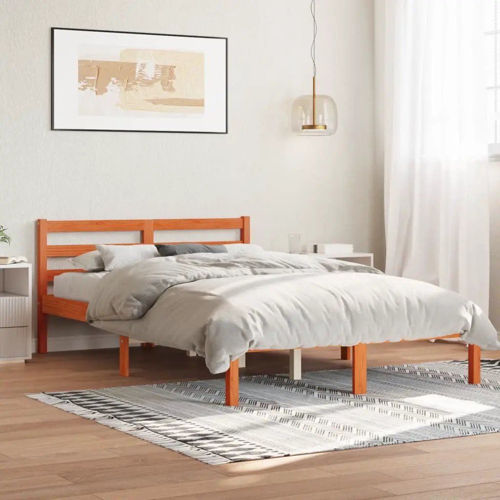 vidaXL vidaXL Bed Frame Brown 215.5 x 85.5 x 69.5 cm Solid Pine Wood - Bed Frames