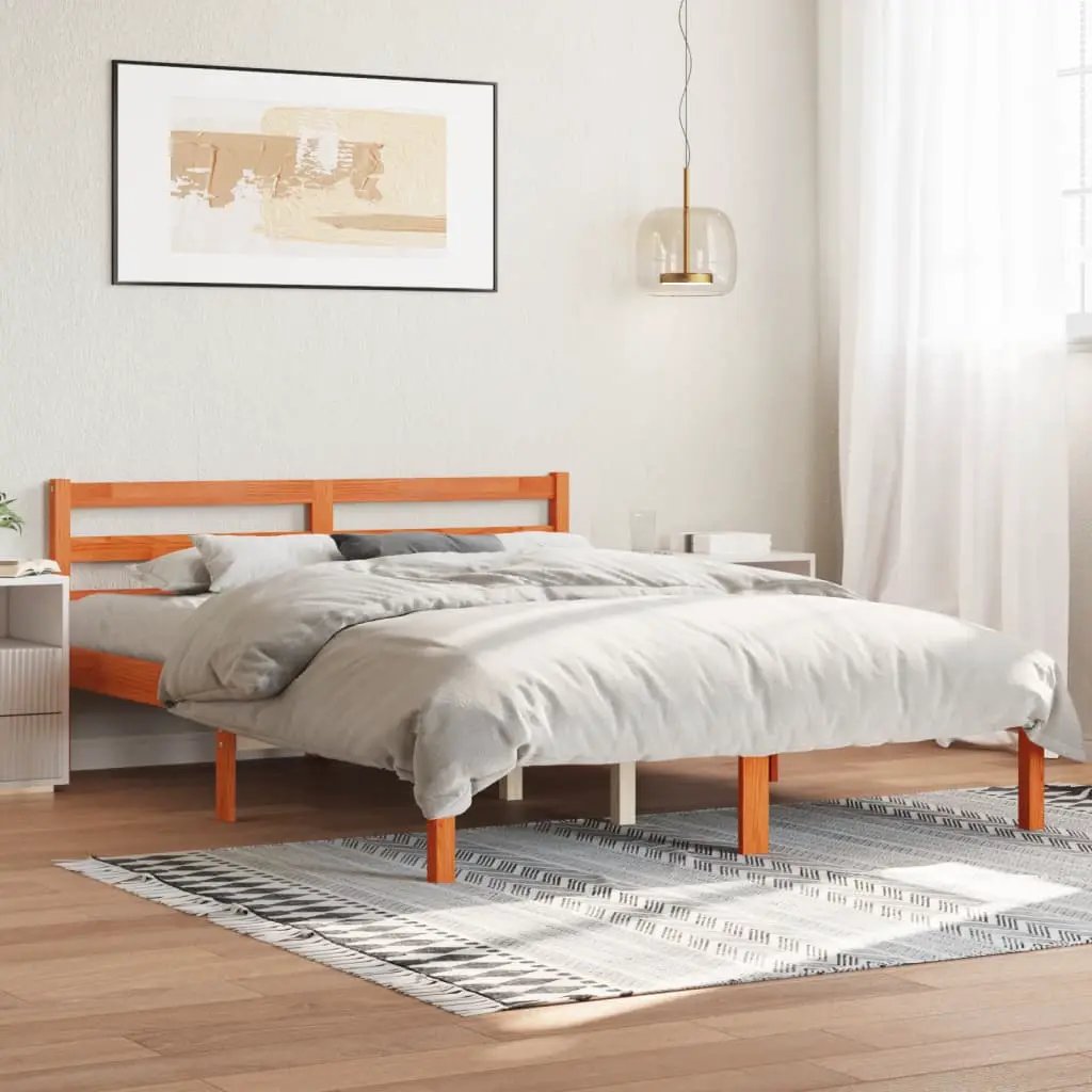 vidaXL vidaXL Bed Frame Brown 215.5 x 85.5 x 69.5 cm Solid Pine Wood - Bed Frames