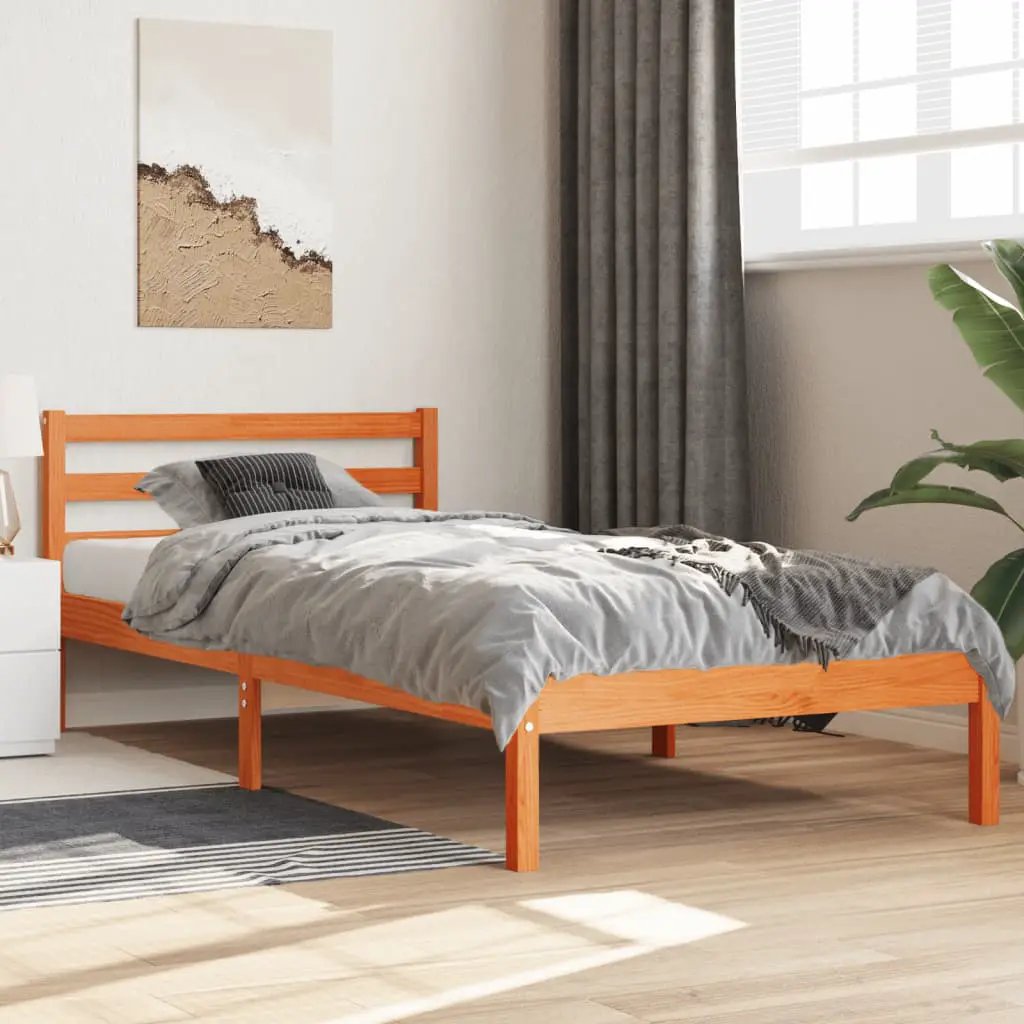 vidaXL vidaXL Bed Frame Brown 215.5 x 85.5 x 69.5 cm Solid Pine Wood - Bed Frames