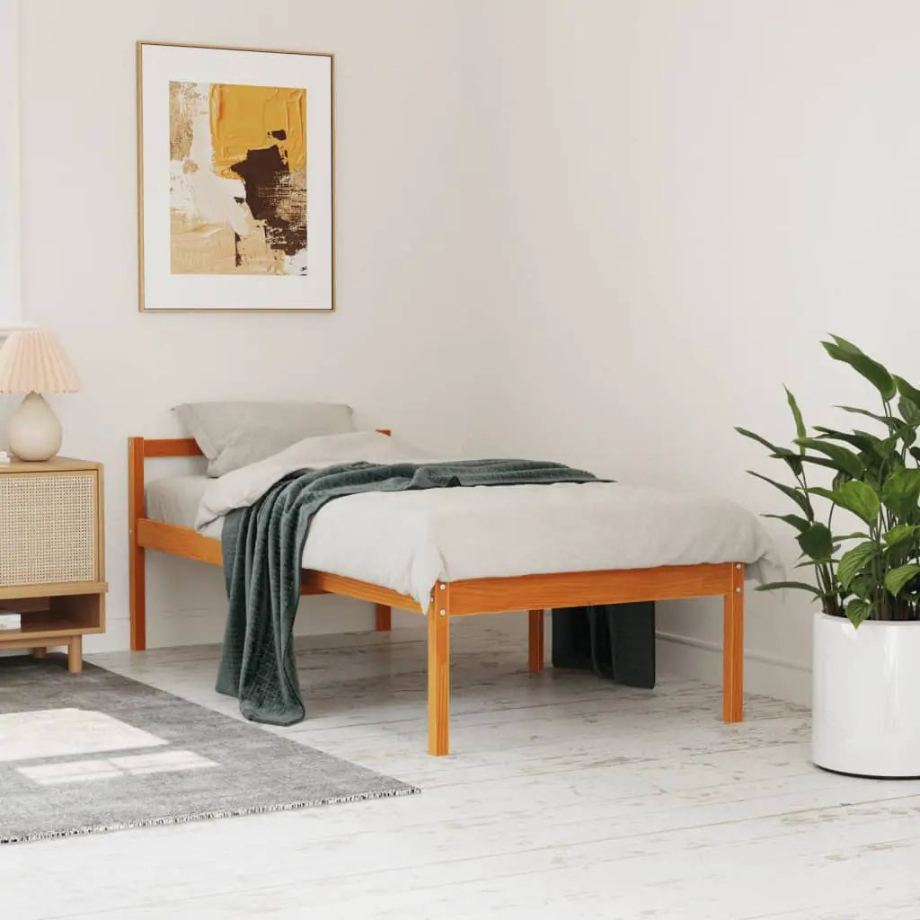 vidaXL vidaXL Senior Bed without Mattress Wax Brown 75x190 cm Small Single Solid Wood Pine - Bed Frames