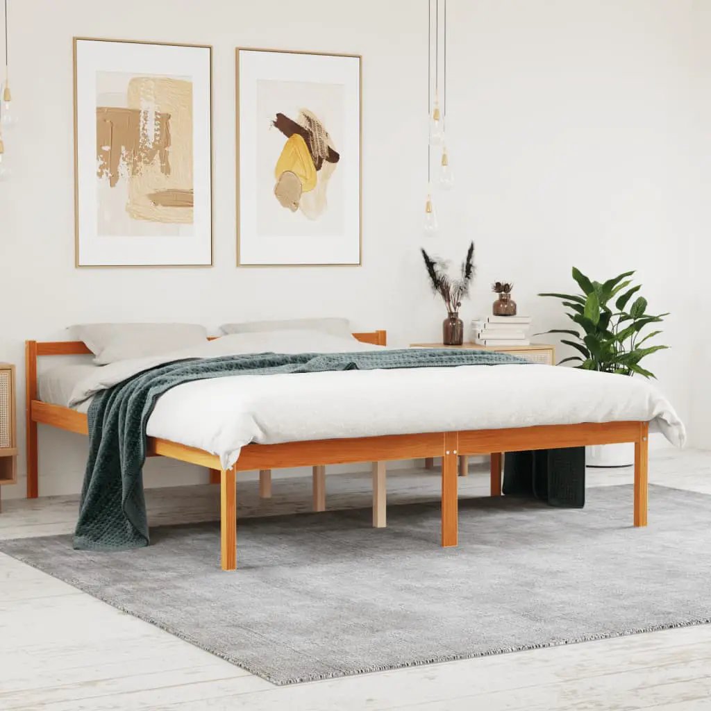 vidaXL vidaXL Senior Bed without Mattress Wax Brown 75x190 cm Small Single Solid Wood Pine - Bed Frames