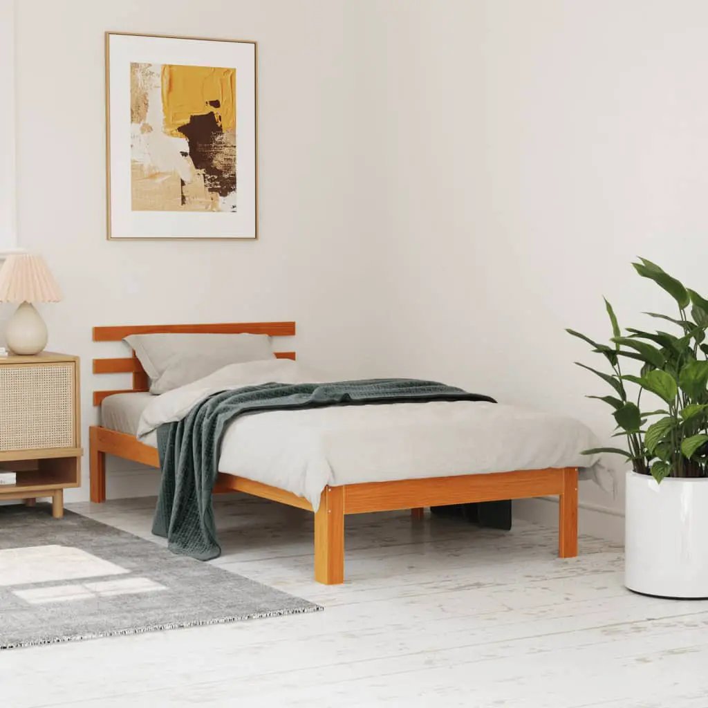 vidaXL vidaXL Bed Frame Wax Brown 203.5 x 205.5 x 69.5 cm Solid Wood Pine - Bed Frames