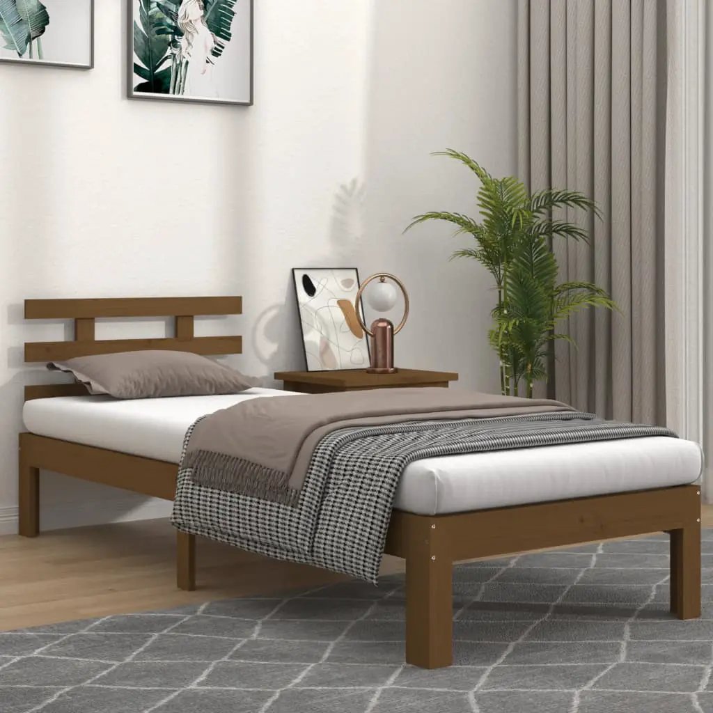 vidaXL vidaXL Bed Frame Wax Brown 203.5 x 205.5 x 69.5 cm Solid Wood Pine - Bed Frames