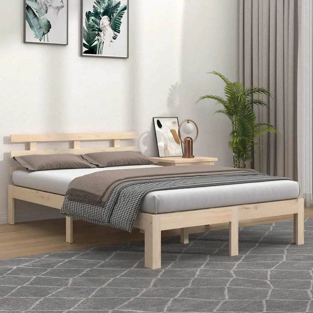vidaXL vidaXL Bed Frame Wax Brown 203.5 x 205.5 x 69.5 cm Solid Wood Pine - Bed Frames