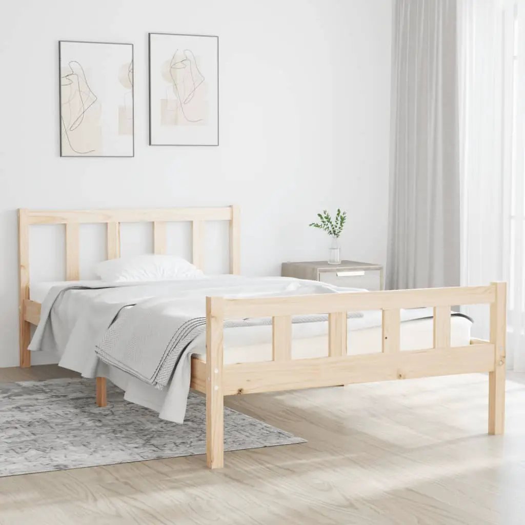 vidaXL vidaXL Bed Frame without Mattress Wax Brown 75x190 cm Small Single Solid Wood Pine - Bed Frames
