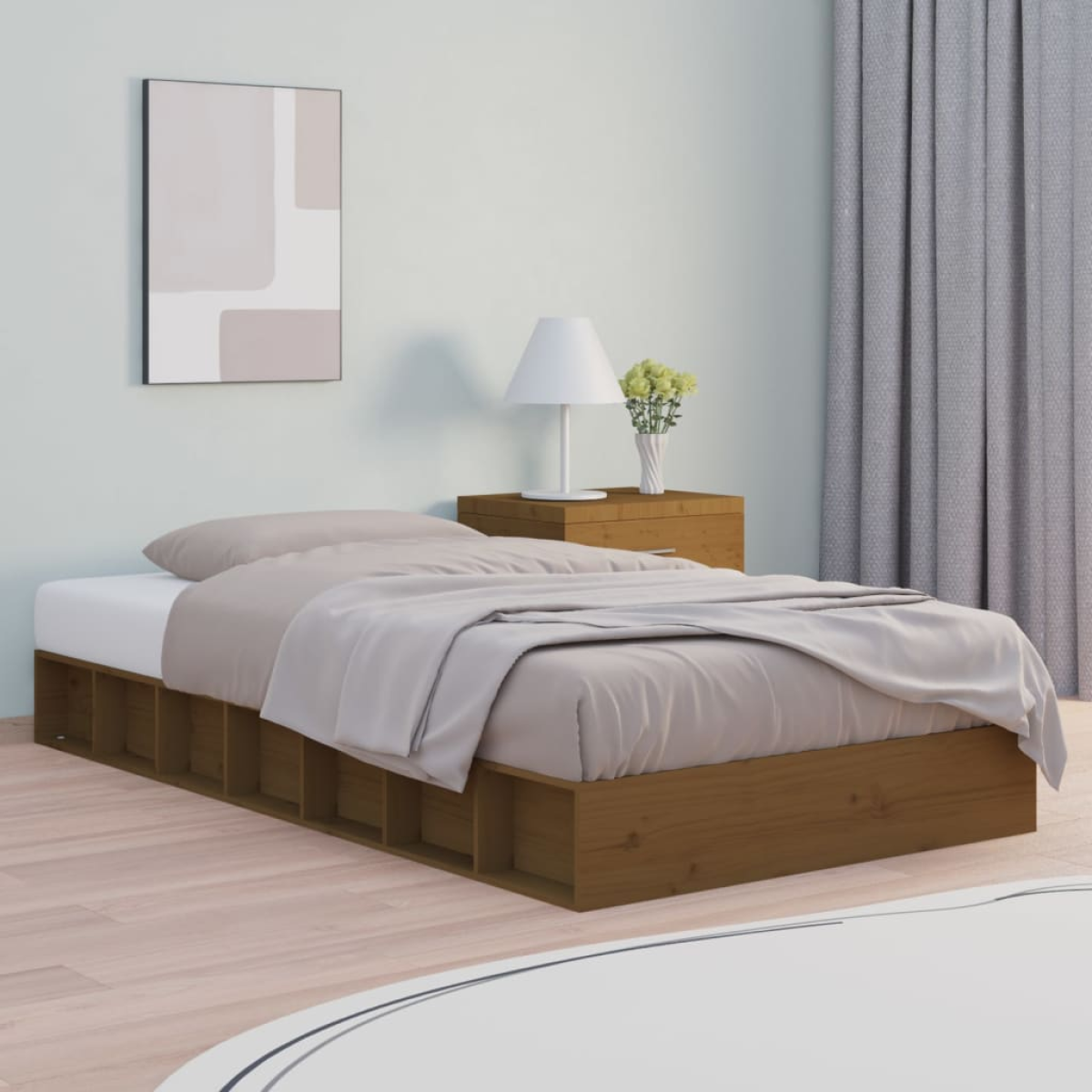 vidaXL Bed Frame without Mattress Wax Brown 160x200 cm Solid Wood Pine - from vidaXL