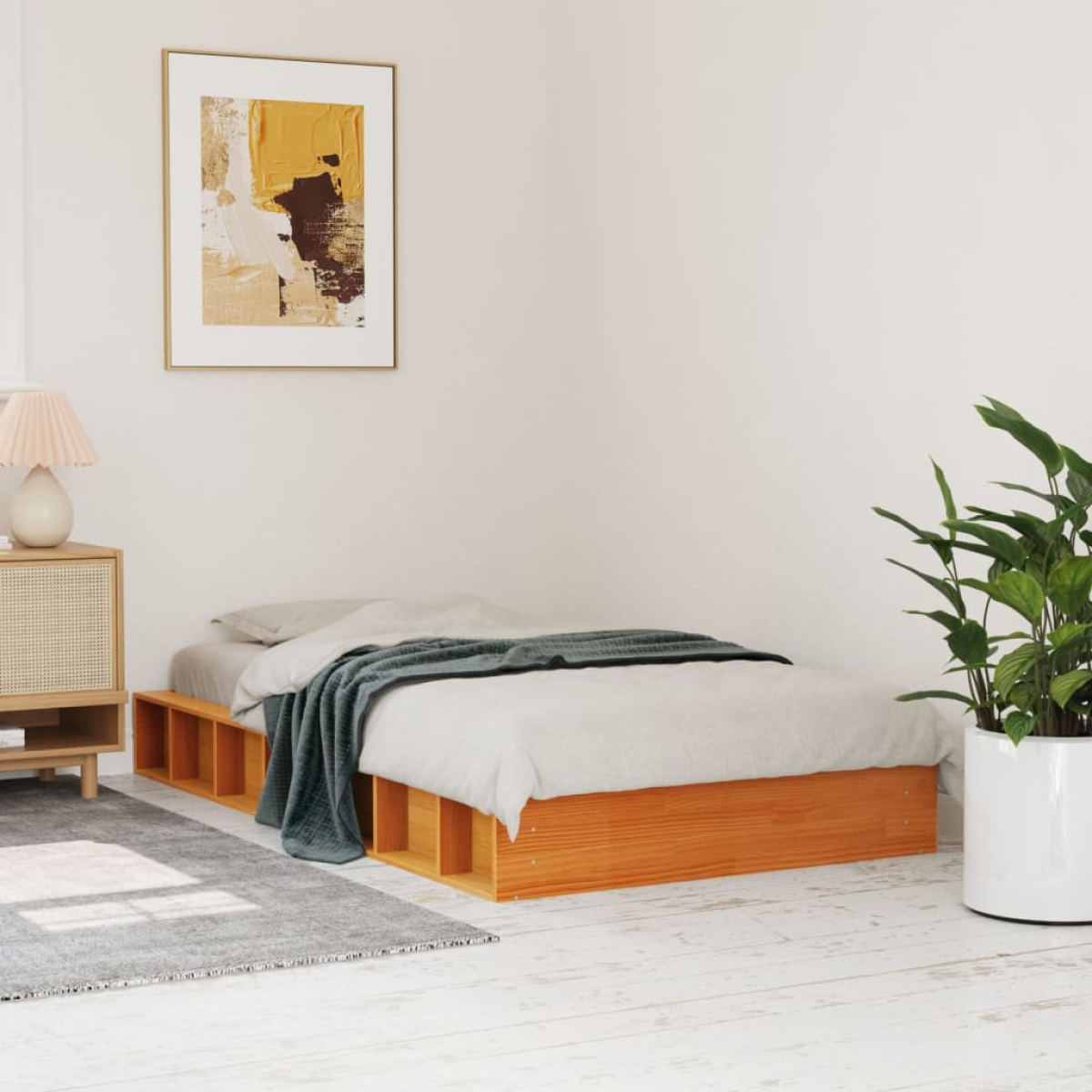 vidaXL Bed Frame without Mattress Wax Brown 160x200 cm Solid Wood Pine - from vidaXL