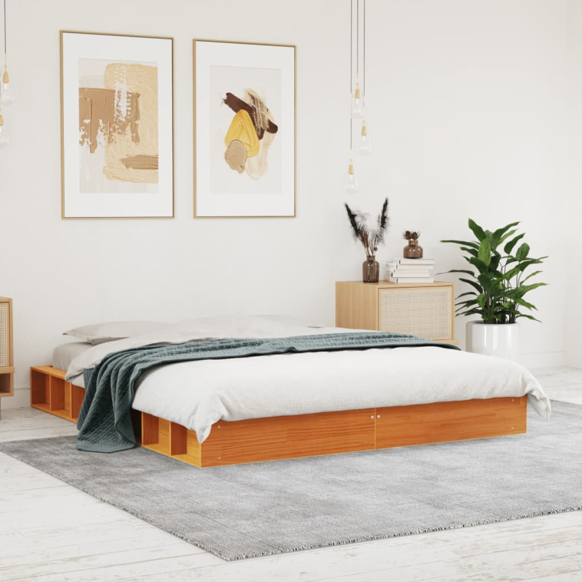 vidaXL Bed Frame without Mattress Wax Brown 160x200 cm Solid Wood Pine - from vidaXL