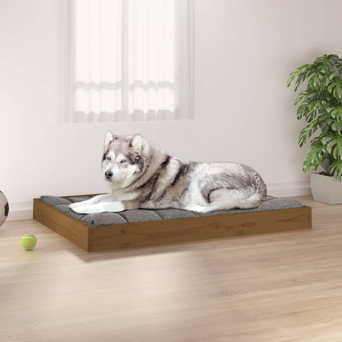 vidaXL Dog Bed | Natural Wood | Solid Pine Wood | 101.5x74x9 cm | Minimalistic - from vidaXL