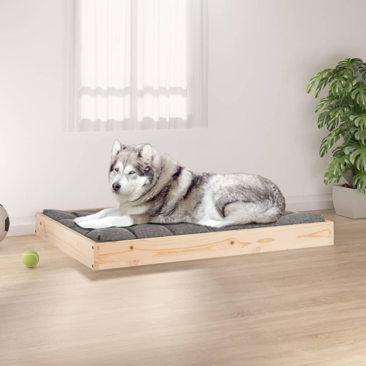 vidaXL Dog Bed | Natural Wood | Solid Pine Wood | 101.5x74x9 cm | Minimalistic - from vidaXL