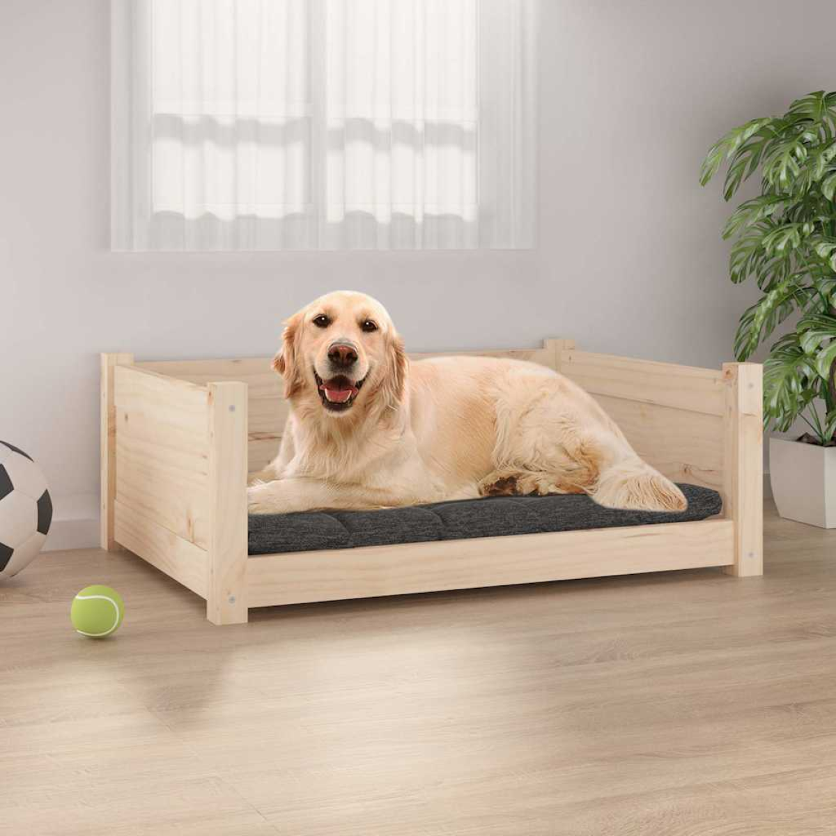 vidaXL Dog Bed Wax Brown 105.5x75.5x28 cm Solid Wood Pine - from vidaXL