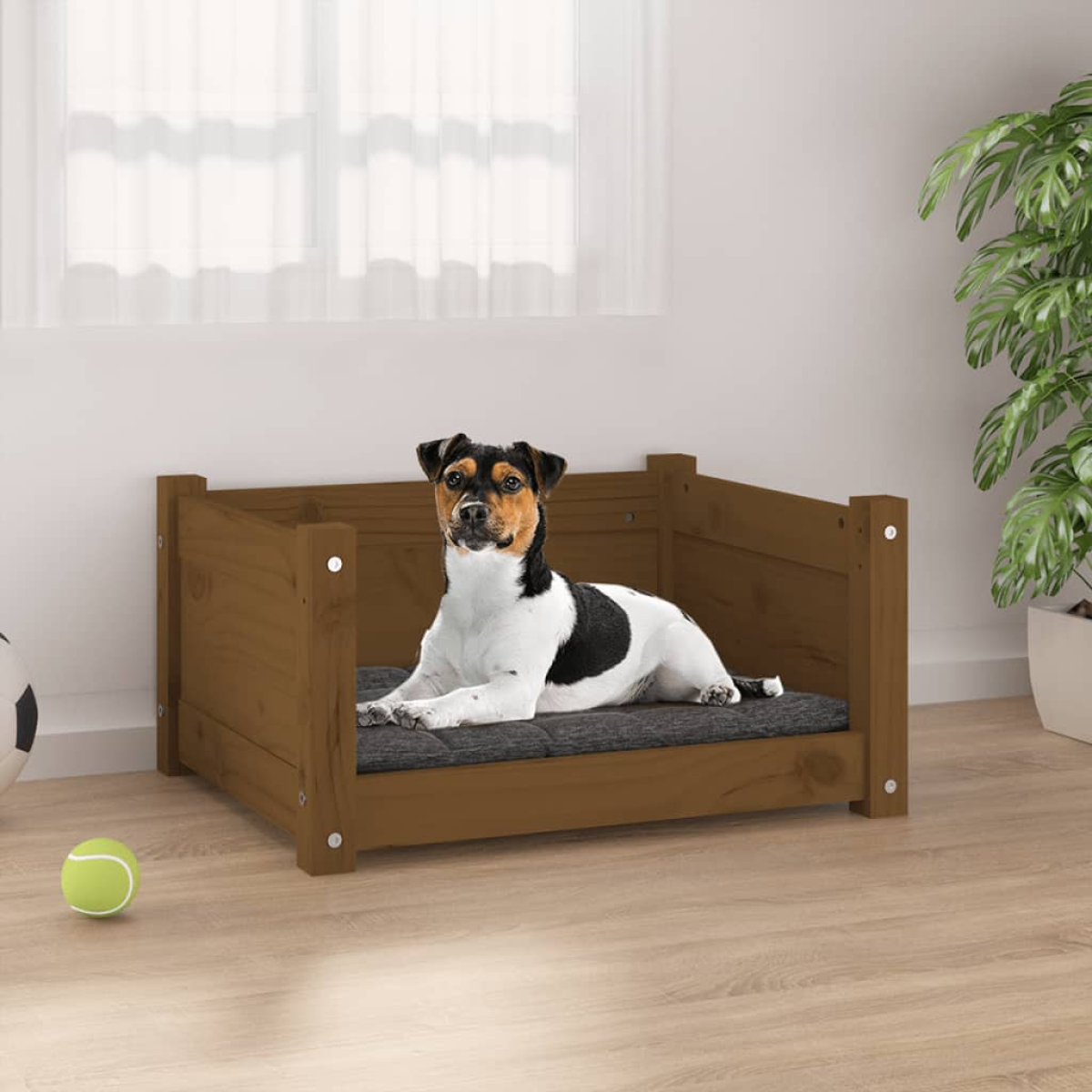 vidaXL Dog Bed Wax Brown 105.5x75.5x28 cm Solid Wood Pine - from vidaXL