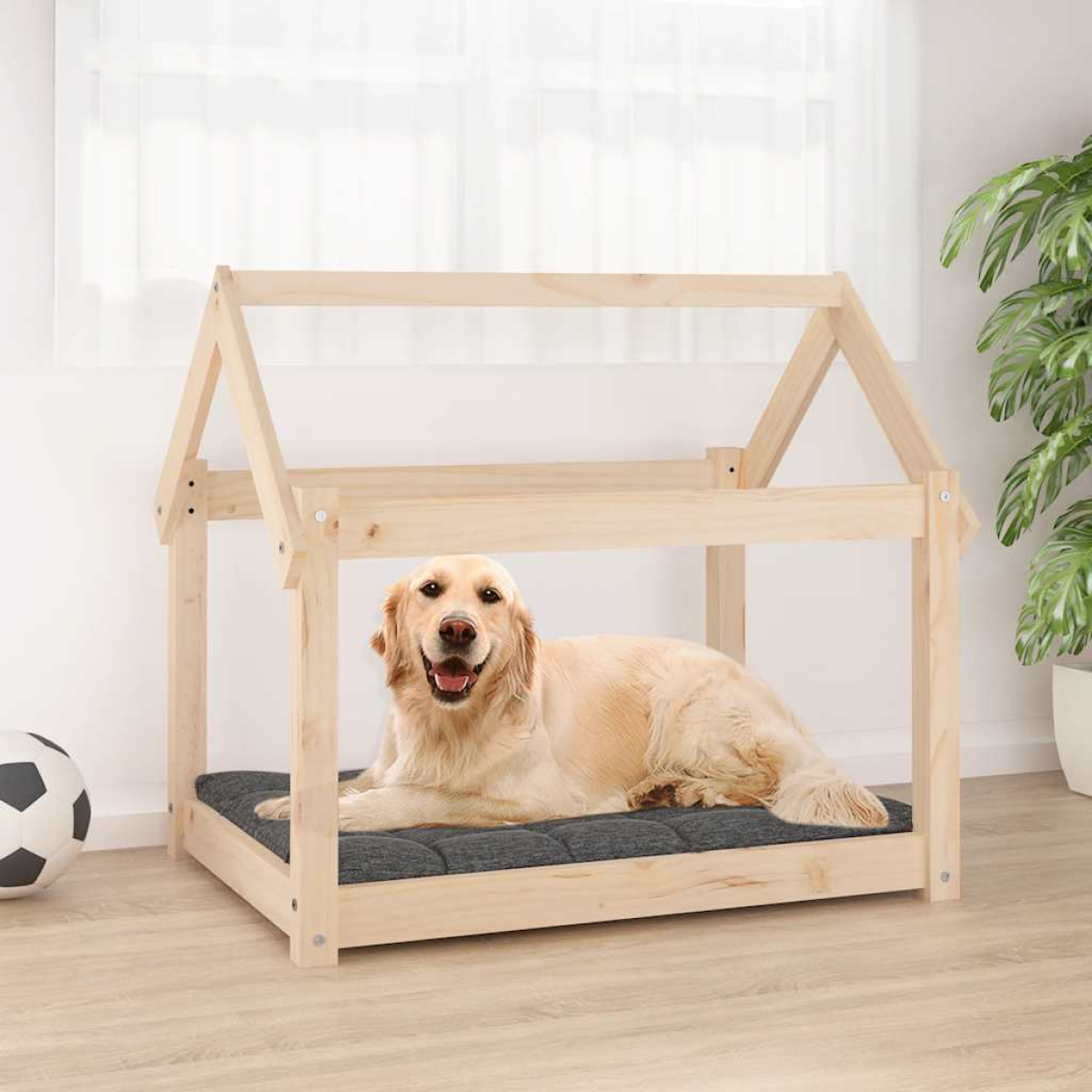 vidaXL Dog Bed | Grey | Solid Pine Wood | Small/Medium | Durable | Dog Bed - from vidaXL