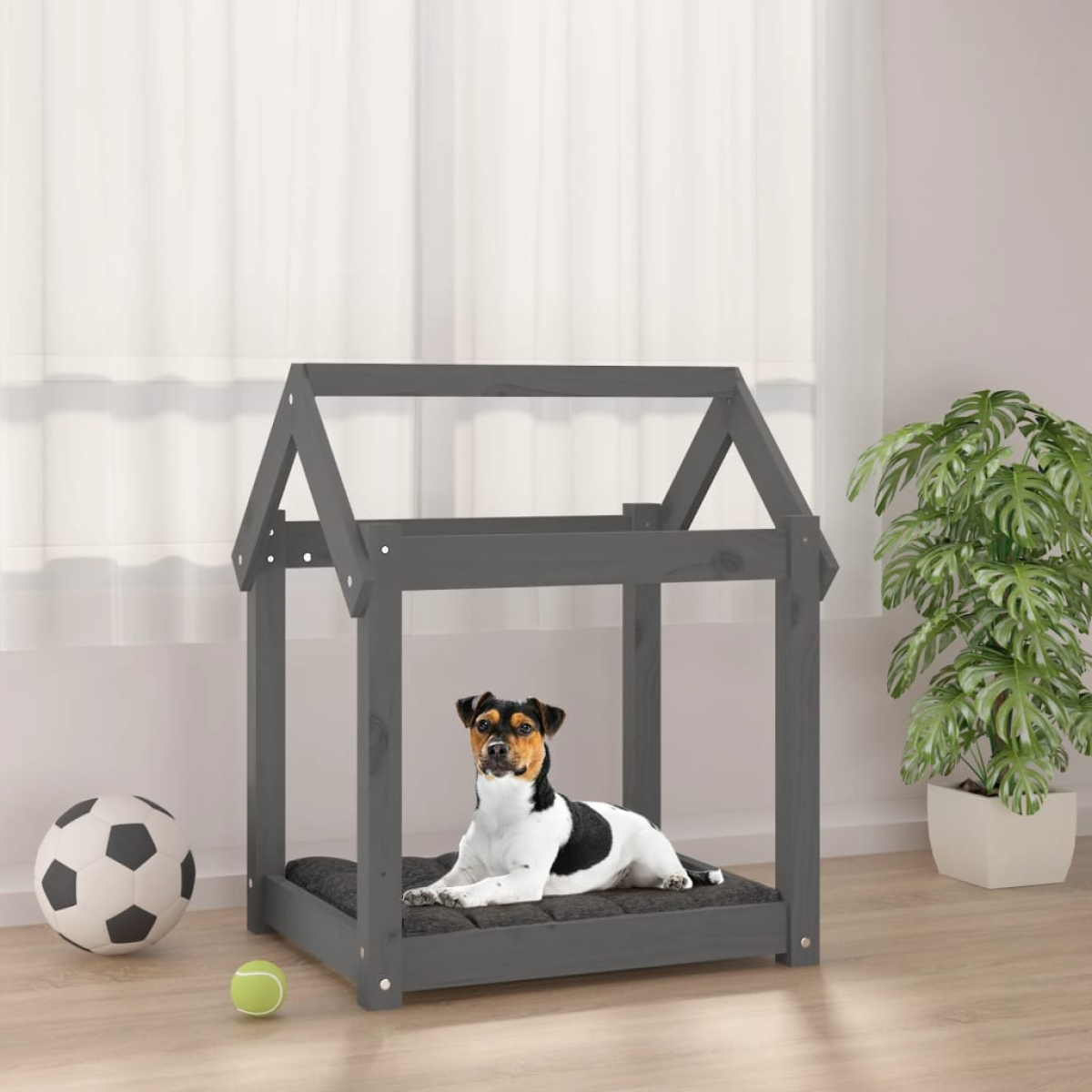 vidaXL Dog Bed | Grey | Solid Pine Wood | Small/Medium | Durable | Dog Bed - from vidaXL