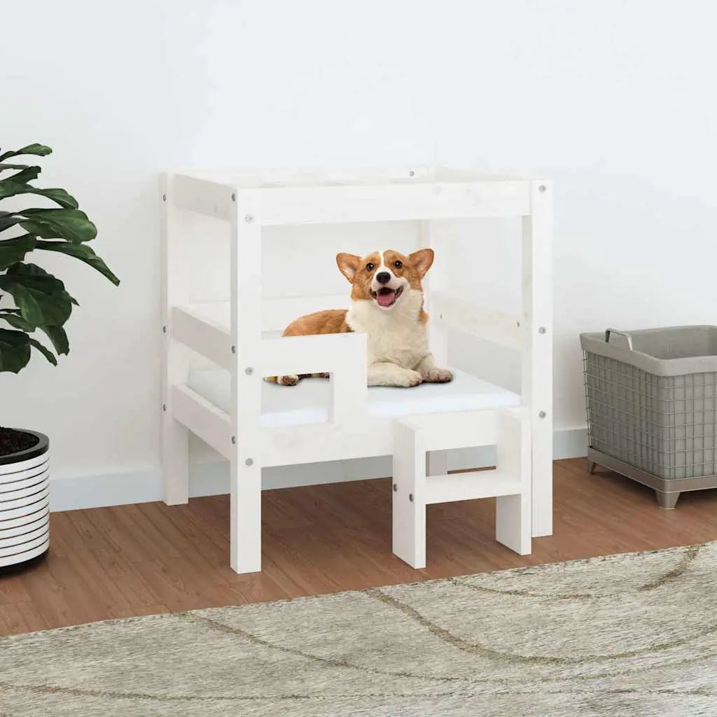 vidaXL Dog Bed White 55.5x53.5x60 cm Solid Wood Pine - from vidaXL