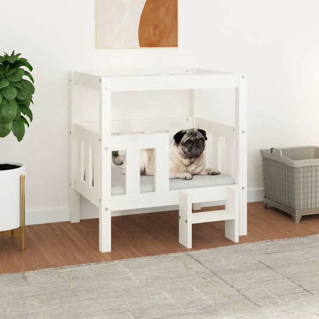 vidaXL Dog Bed White 55.5x53.5x60 cm Solid Wood Pine - from vidaXL