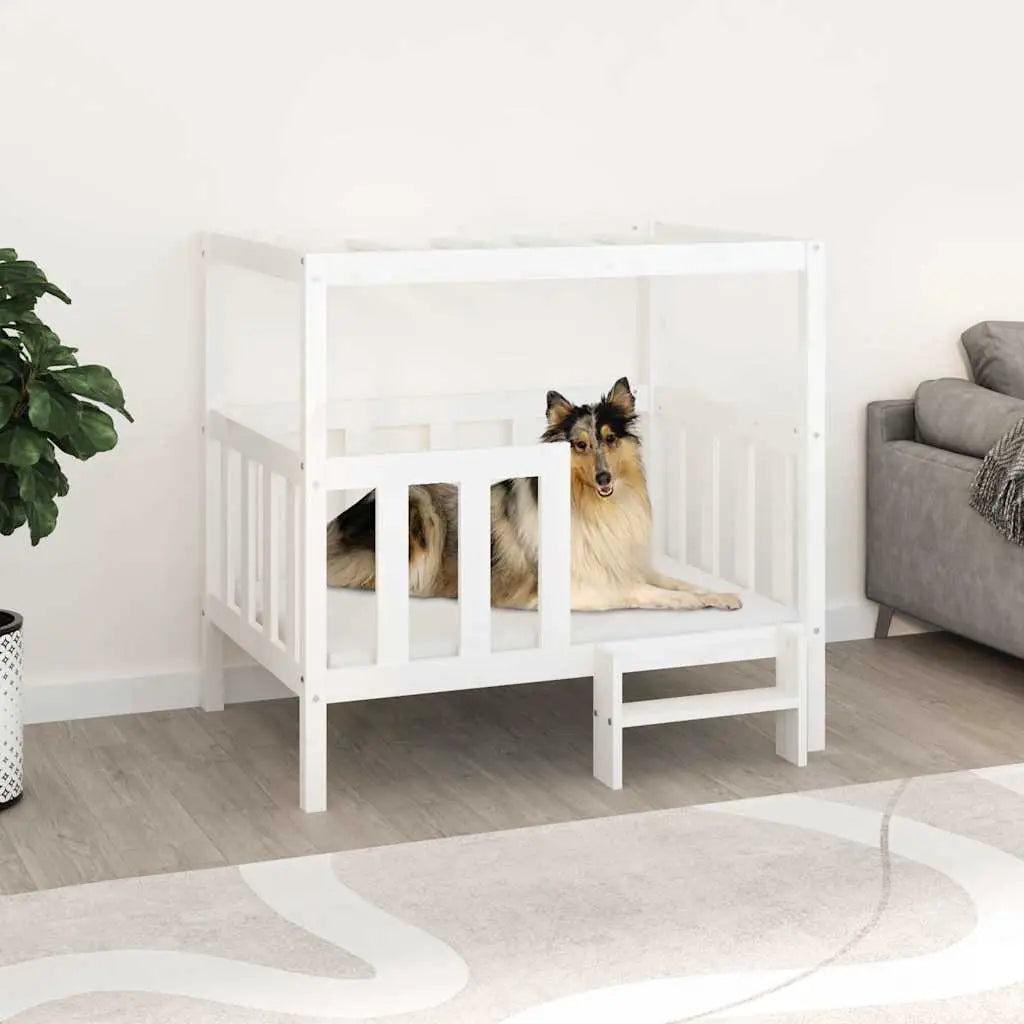 vidaXL Dog Bed White 55.5x53.5x60 cm Solid Wood Pine - from vidaXL