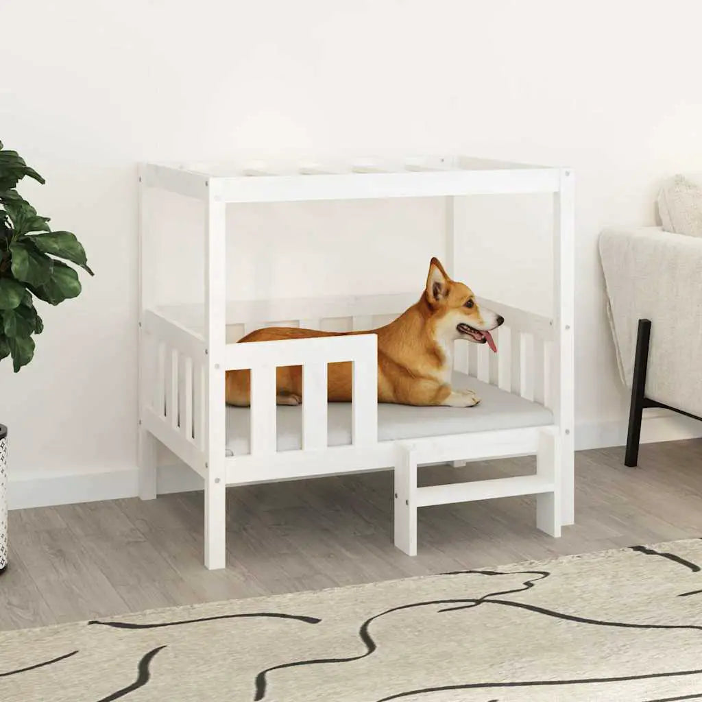 vidaXL Dog Bed White 55.5x53.5x60 cm Solid Wood Pine - from vidaXL