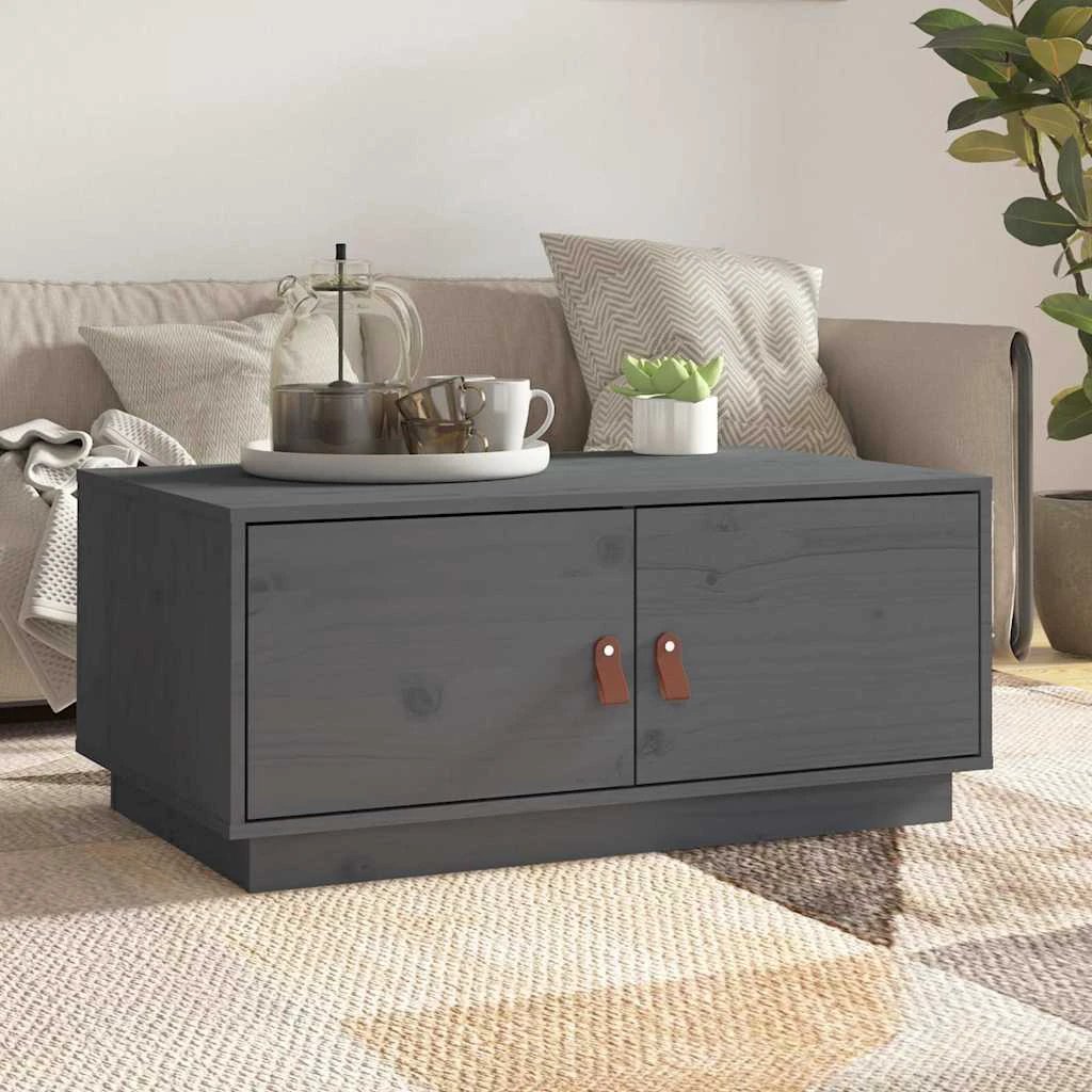 vidaXL VidaXL Coffee Table 80x50x35 Cm Solid Pine Storage Doors Living Room Decor For Modern Homes - Coffee Table