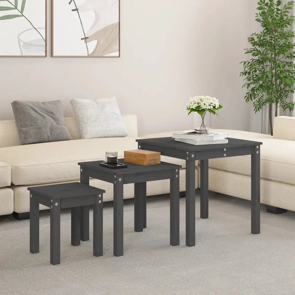 vidaXL vidaXL Nesting Tables 3 pcs Solid Wood Pine - Nest of Tables