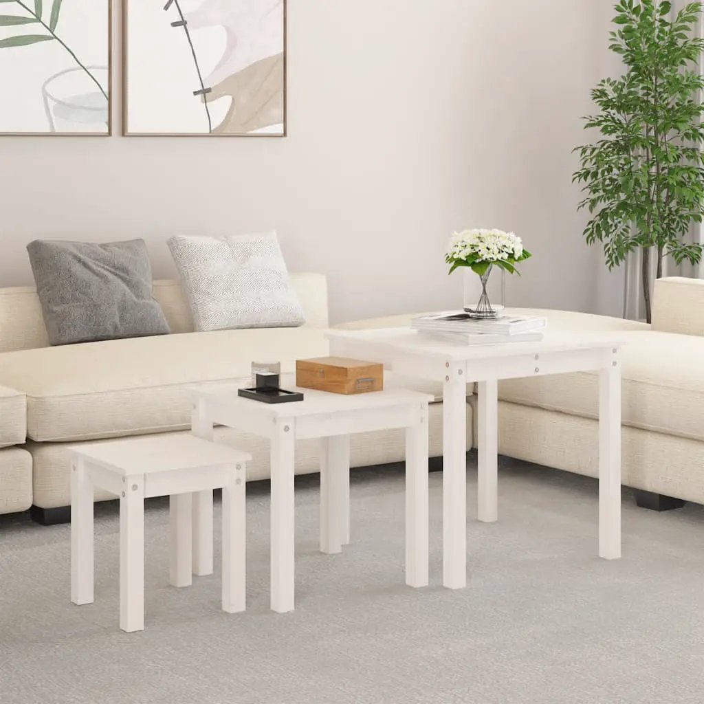 vidaXL vidaXL Nesting Tables 3 pcs Solid Wood Pine - Nest of Tables