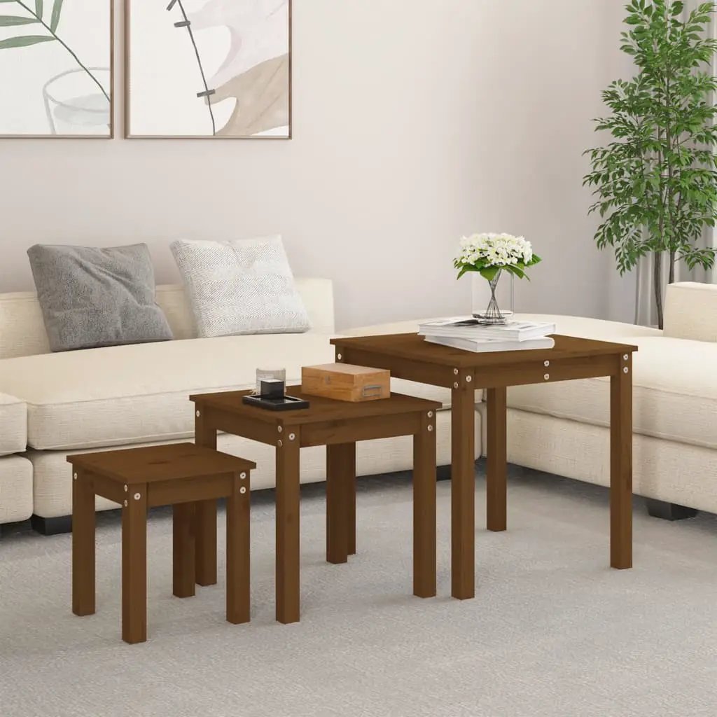vidaXL vidaXL Nesting Tables 3 pcs Solid Wood Pine - Nest of Tables