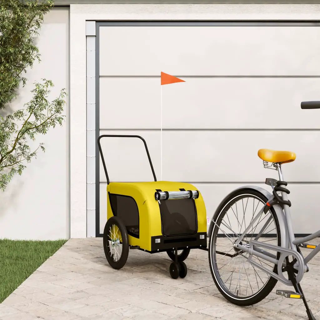 vidaXL Pet Bike Trailer Orange and Black Oxford Fabric and Iron - from vidaXL