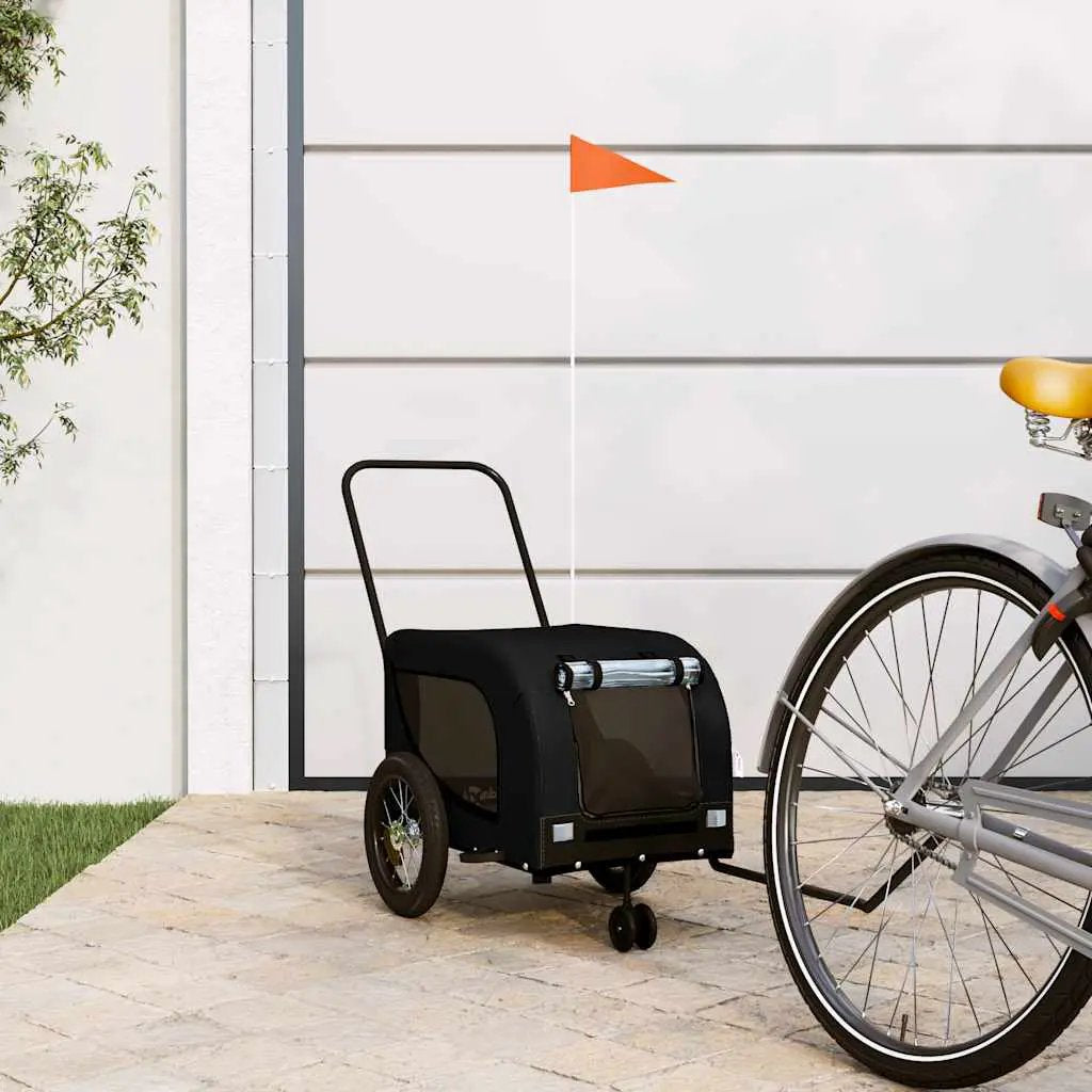 vidaXL Pet Bike Trailer Orange and Black Oxford Fabric and Iron - from vidaXL