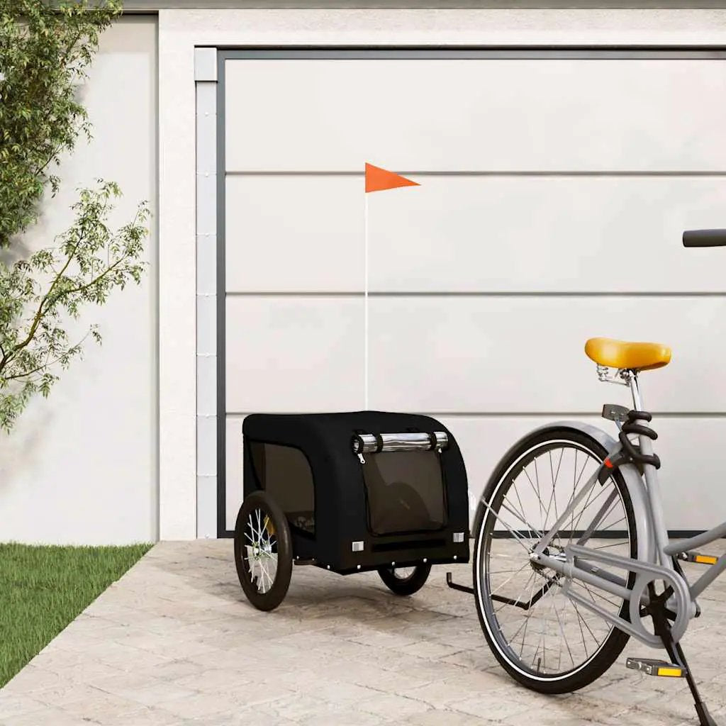 vidaXL Pet Bike Trailer Orange and Black Oxford Fabric and Iron - from vidaXL