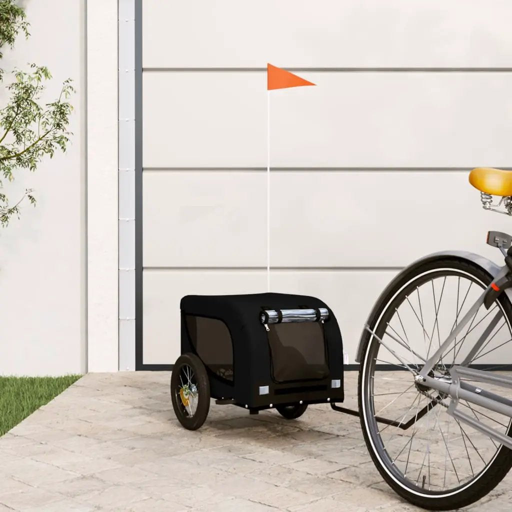 vidaXL Pet Bike Trailer Orange and Black Oxford Fabric and Iron - from vidaXL