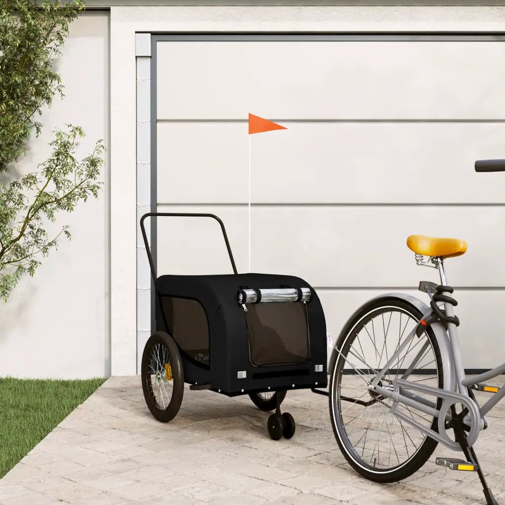 vidaXL Pet Bike Trailer Orange and Black Oxford Fabric and Iron - from vidaXL