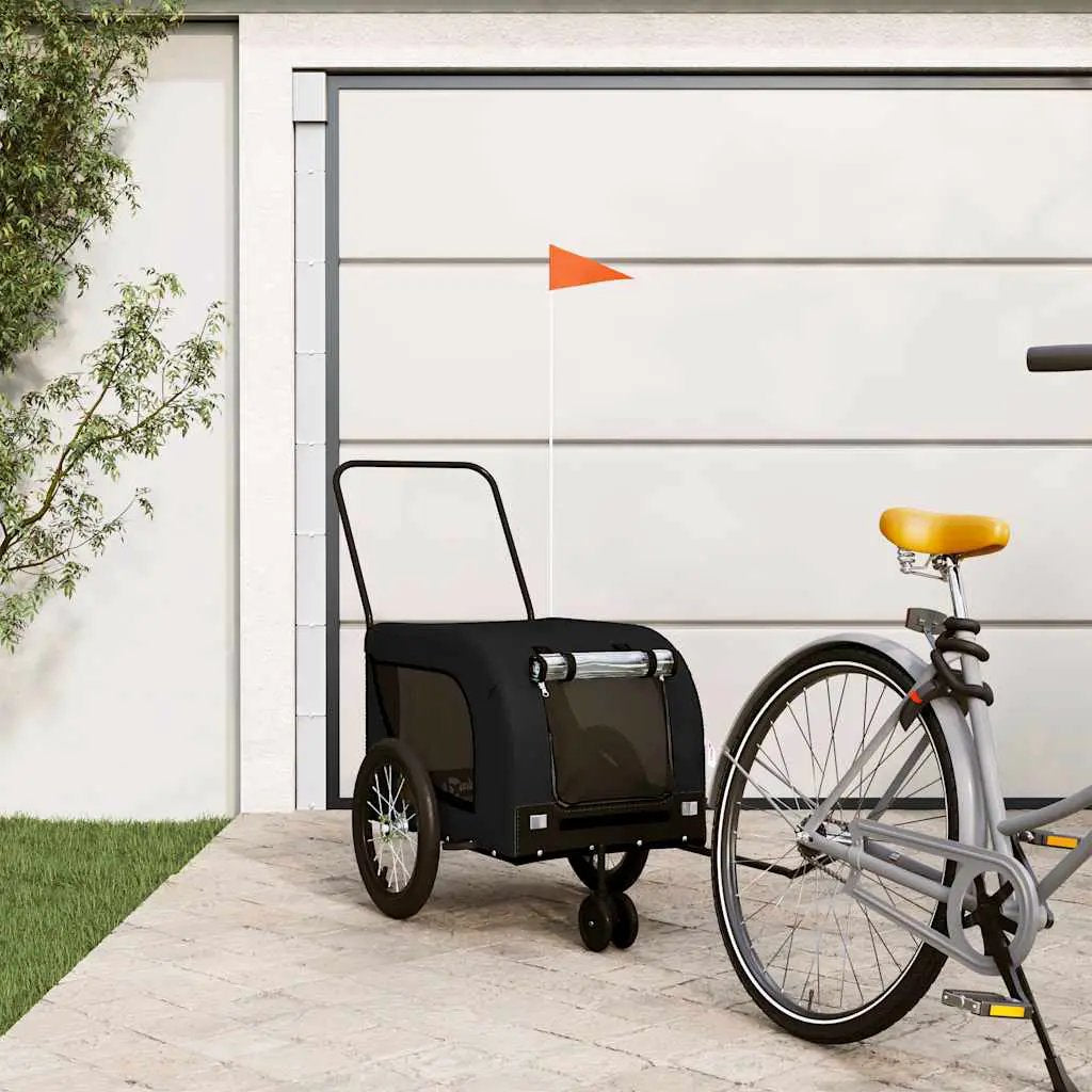 vidaXL Pet Bike Trailer Orange and Black Oxford Fabric and Iron - from vidaXL