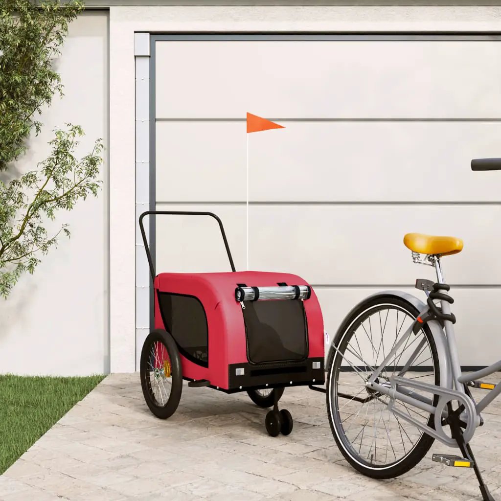 vidaXL Pet Bike Trailer Orange and Black Oxford Fabric and Iron - from vidaXL