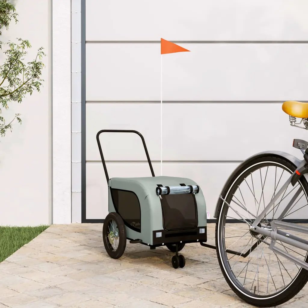 vidaXL Pet Bike Trailer Orange and Black Oxford Fabric and Iron - from vidaXL