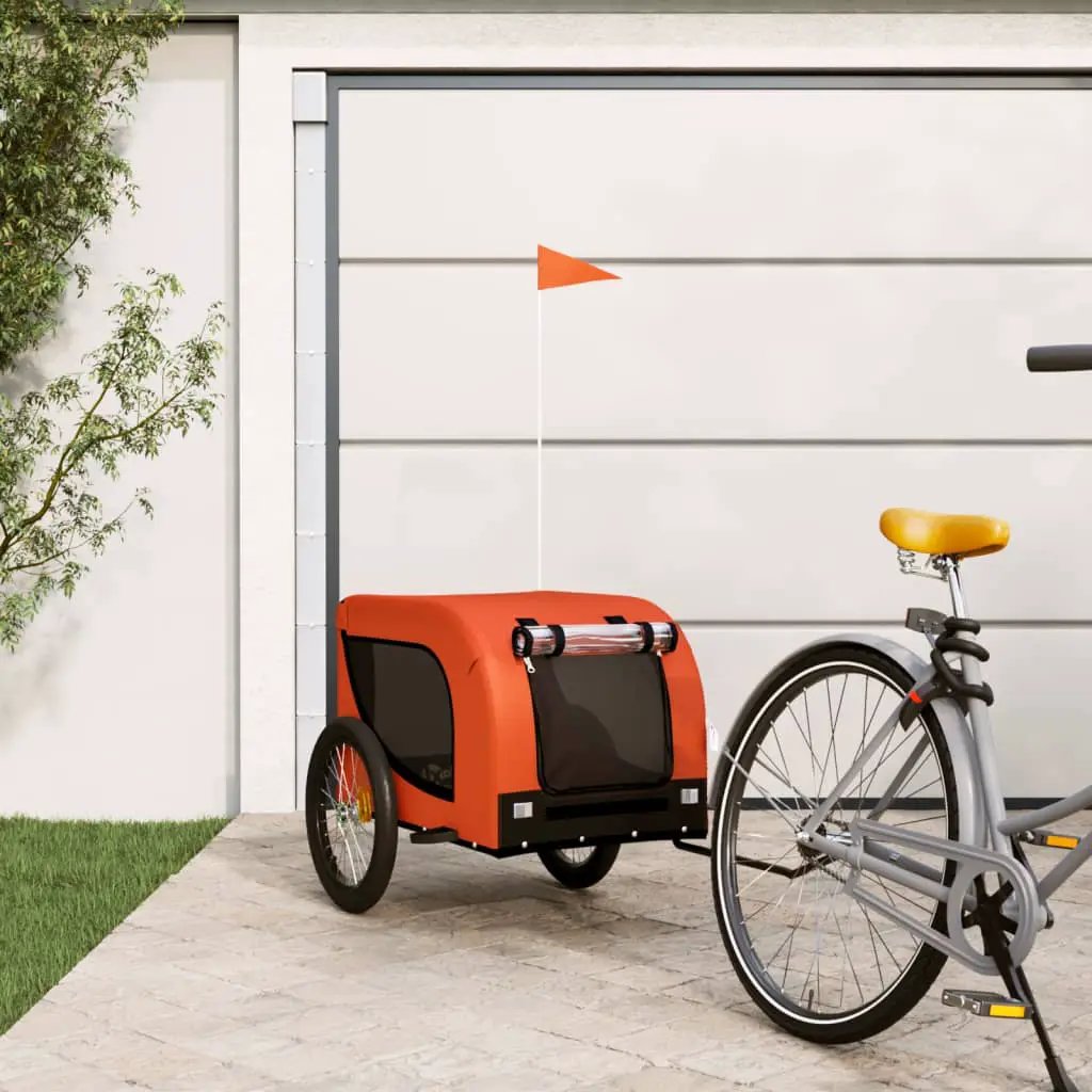 vidaXL Pet Bike Trailer Orange and Black Oxford Fabric and Iron - from vidaXL