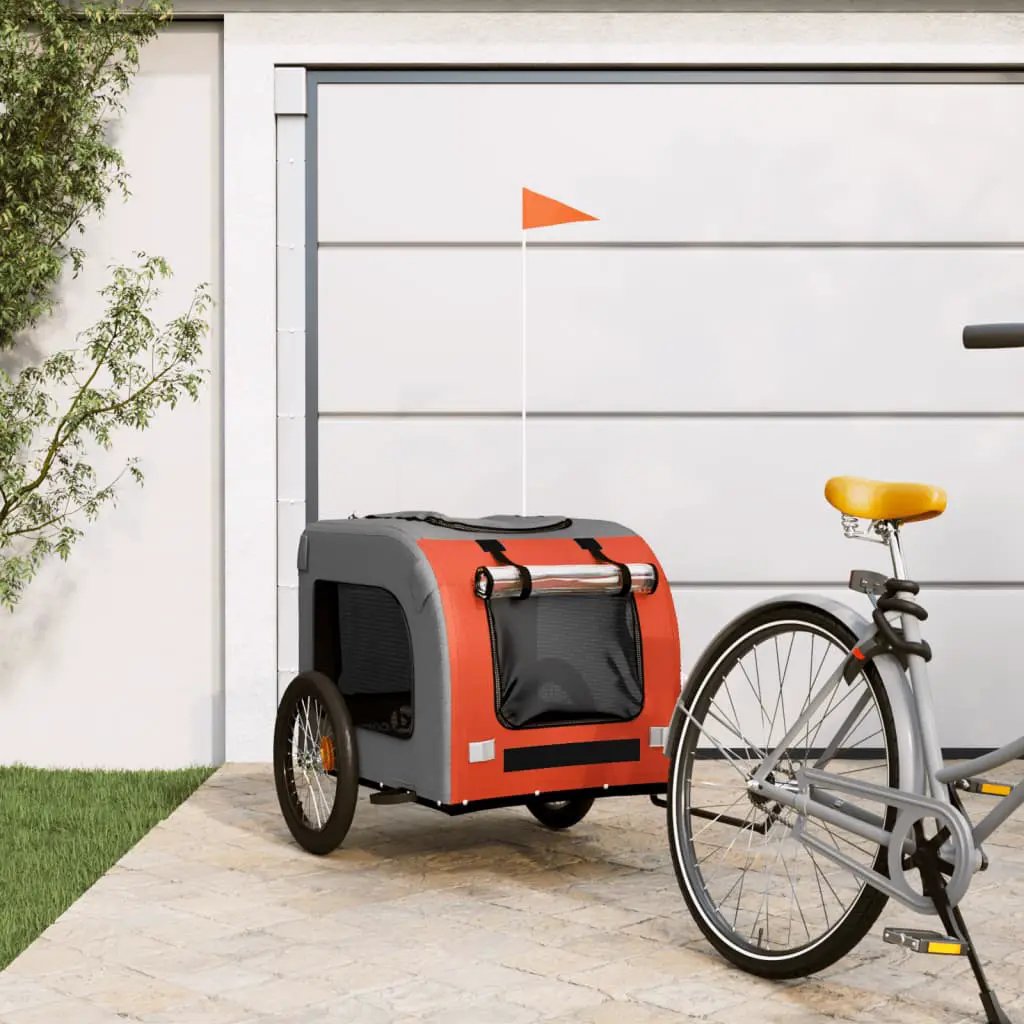 vidaXL Pet Bike Trailer Red and Grey Oxford Fabric and Iron - from vidaXL
