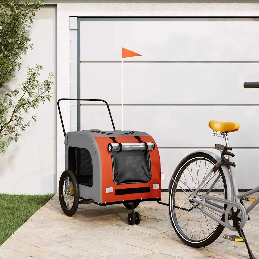 vidaXL Pet Bike Trailer Red and Grey Oxford Fabric and Iron - from vidaXL
