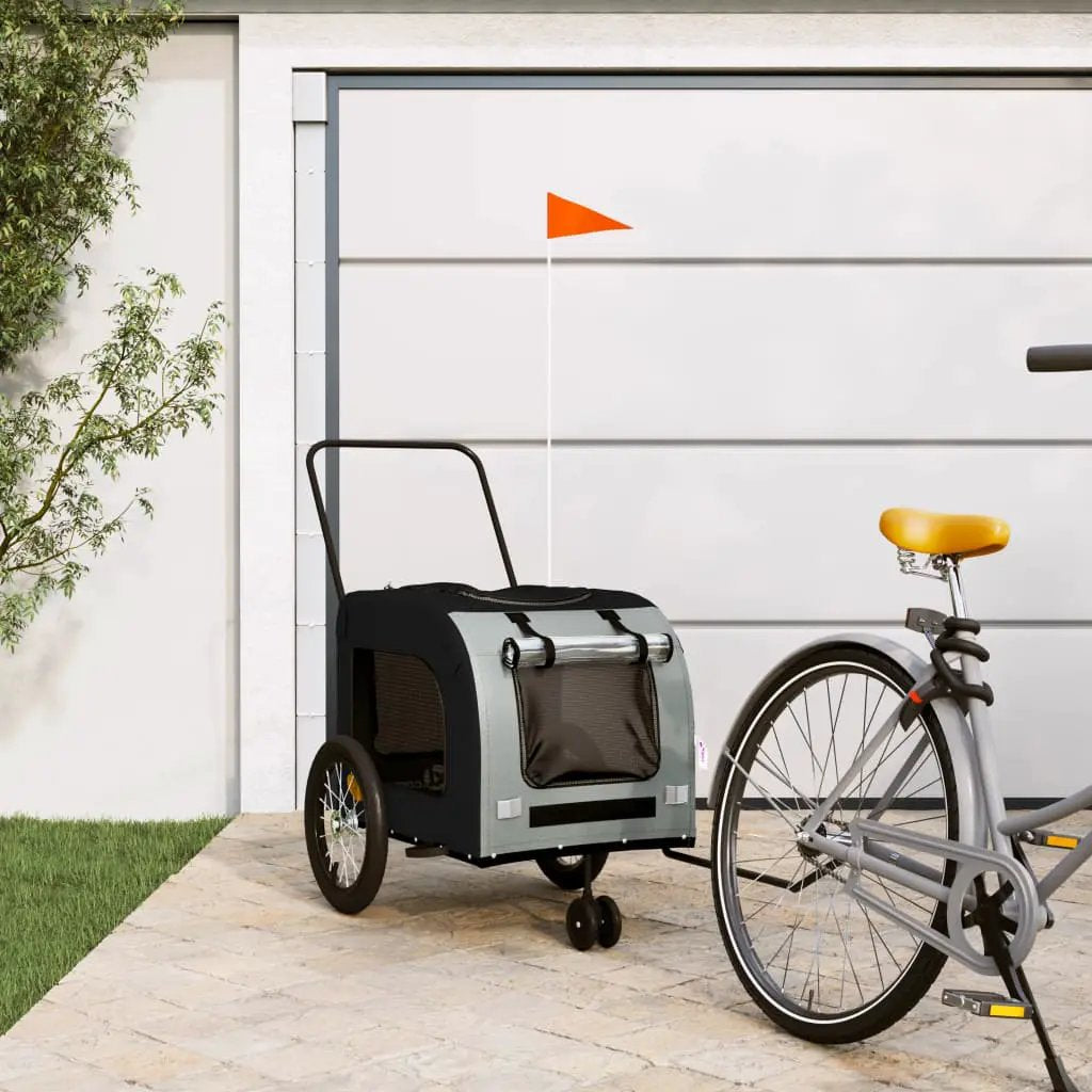 vidaXL Pet Bike Trailer Red and Grey Oxford Fabric and Iron - from vidaXL