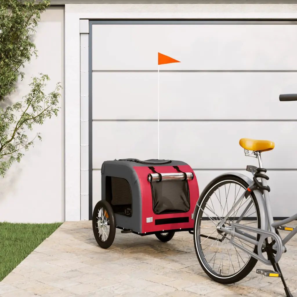 vidaXL Pet Bike Trailer Red and Grey Oxford Fabric and Iron - from vidaXL