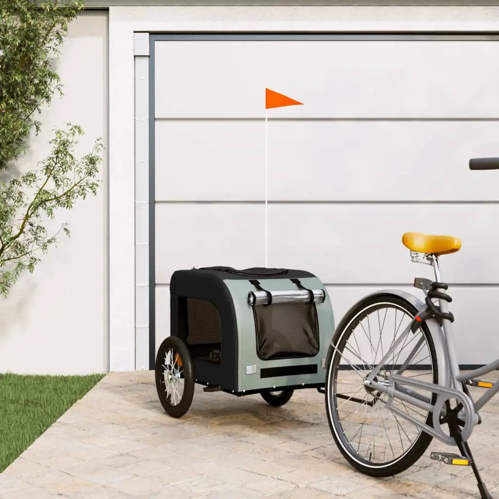 vidaXL Pet Bike Trailer Red and Grey Oxford Fabric and Iron - from vidaXL