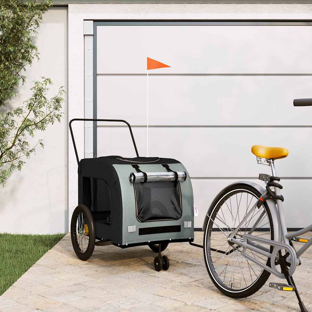 vidaXL Pet Bike Trailer Red and Grey Oxford Fabric and Iron - from vidaXL