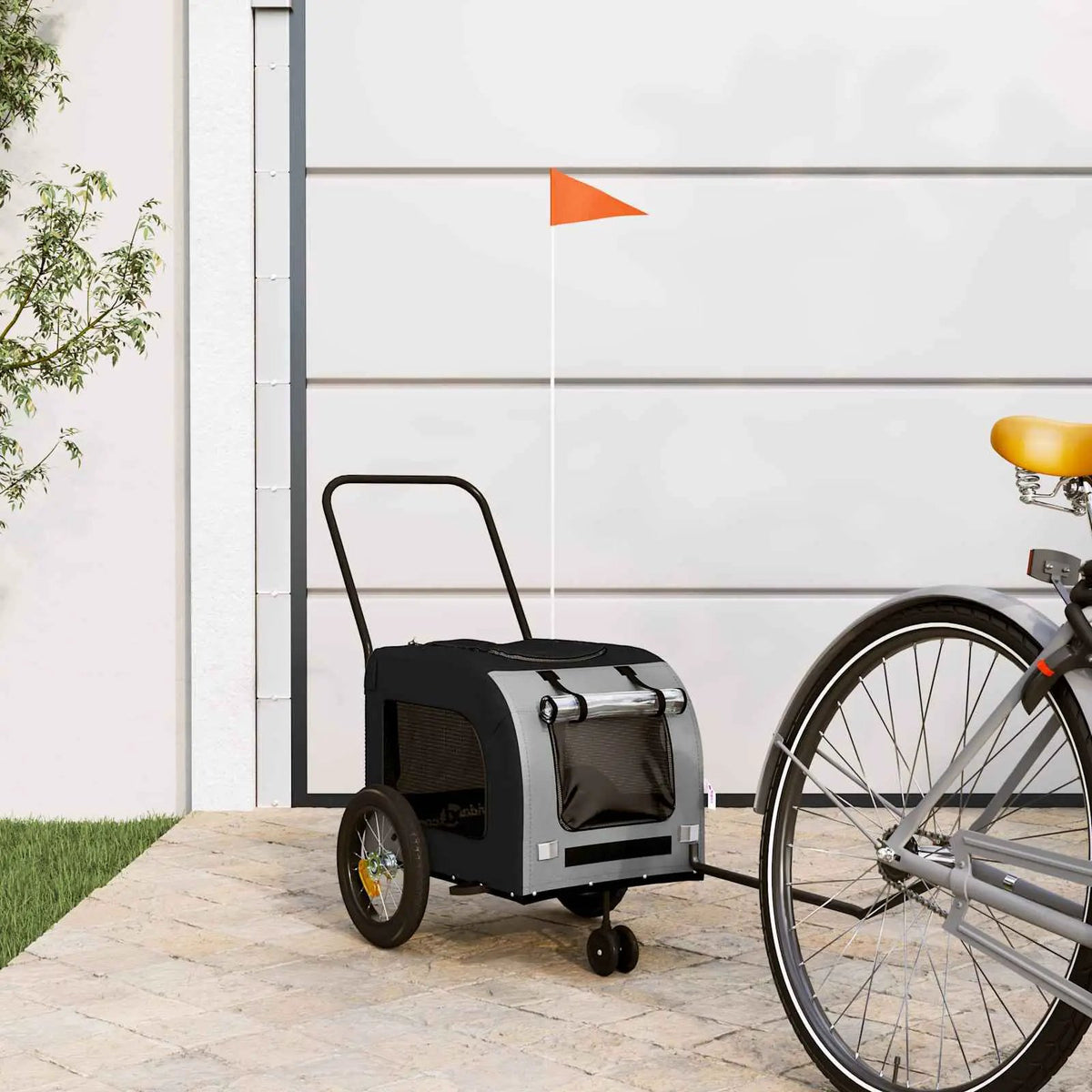 vidaXL Pet Bike Trailer Red and Grey Oxford Fabric and Iron - from vidaXL