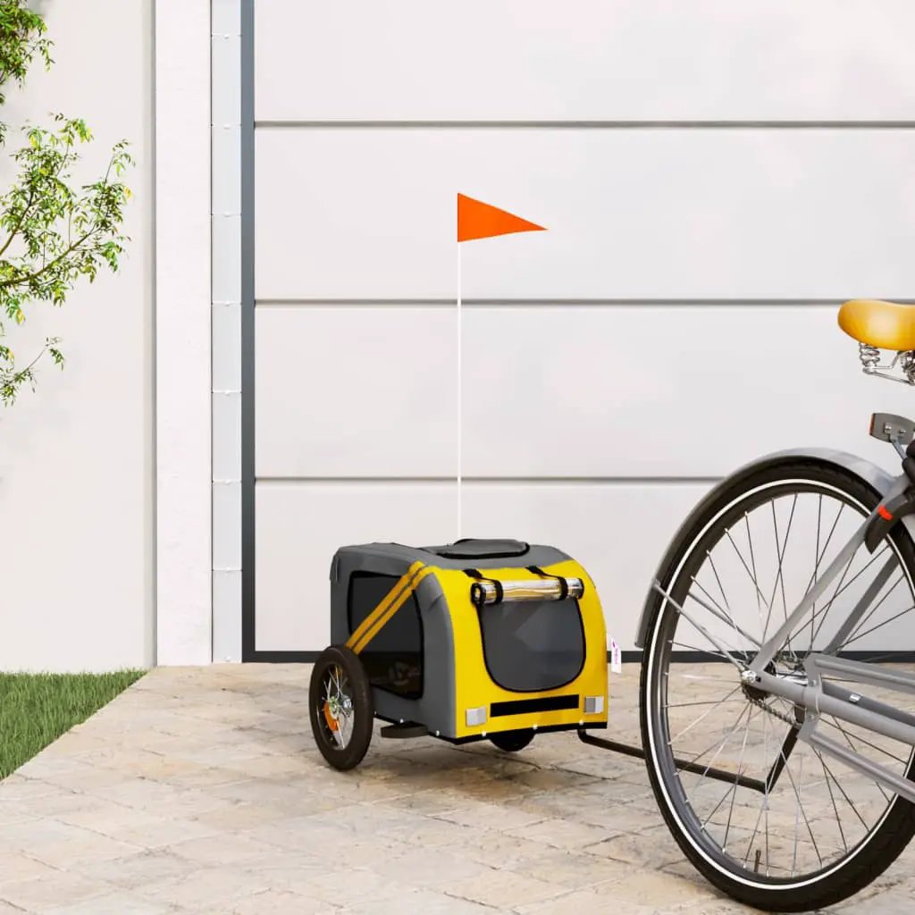 vidaXL Pet Bike Trailer Orange and Grey Oxford Fabric and Iron - from vidaXL