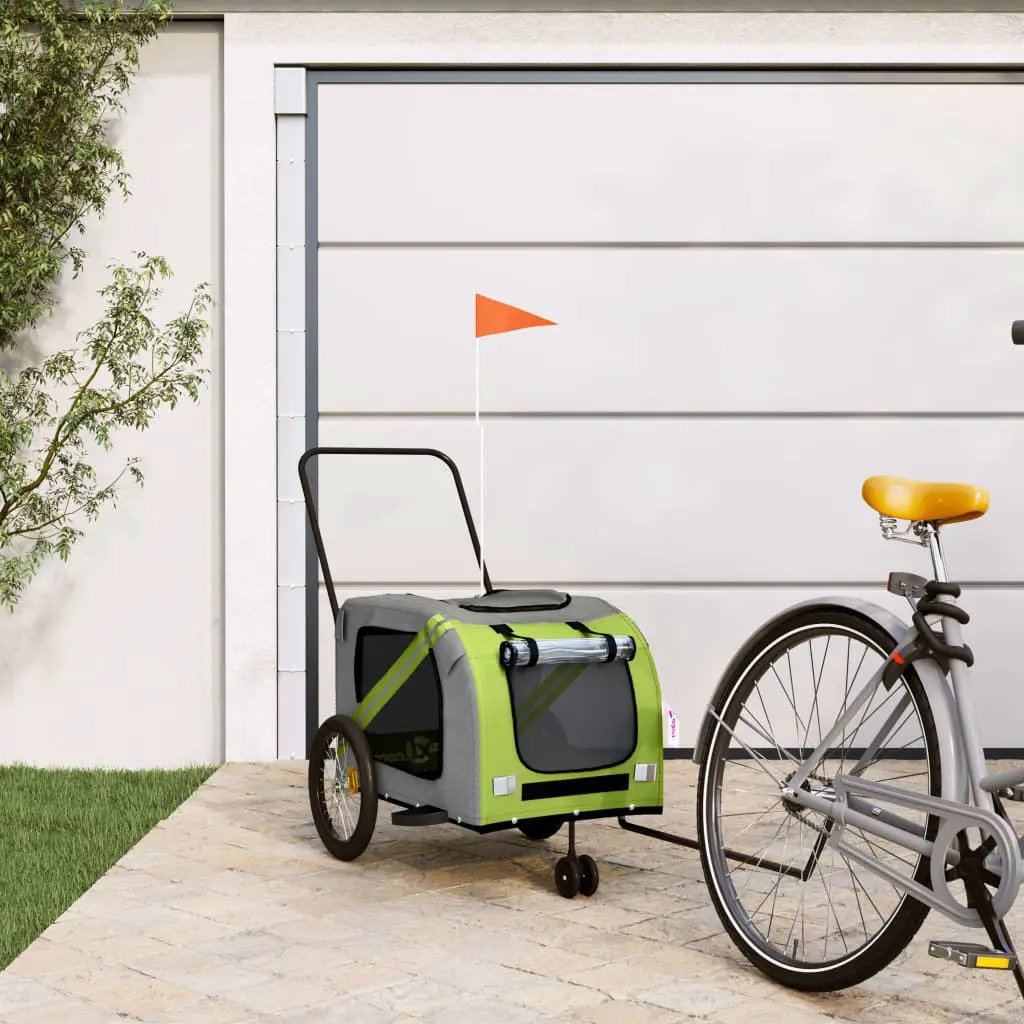 vidaXL Pet Bike Trailer Orange and Grey Oxford Fabric and Iron - from vidaXL