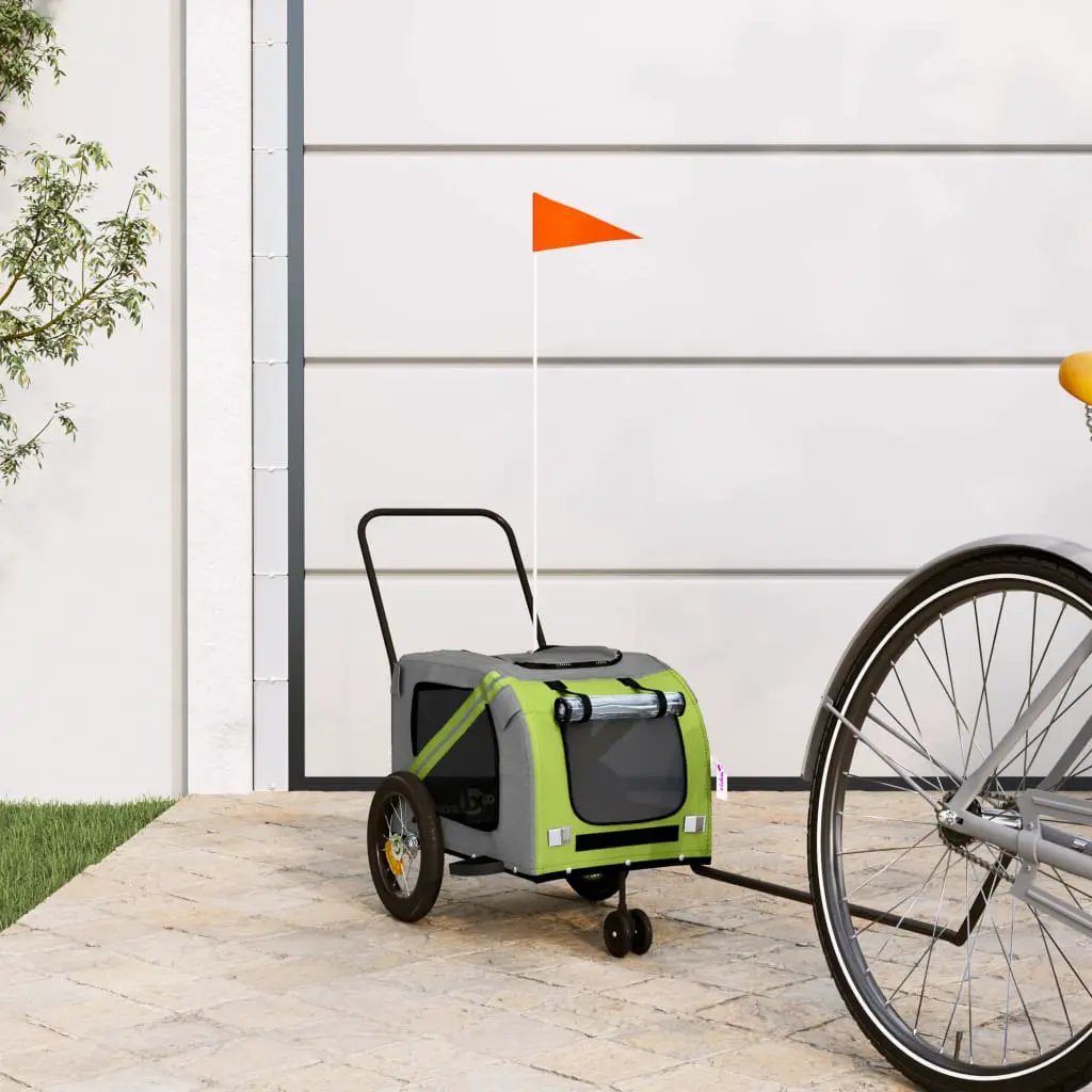 vidaXL Pet Bike Trailer Orange and Grey Oxford Fabric and Iron - from vidaXL