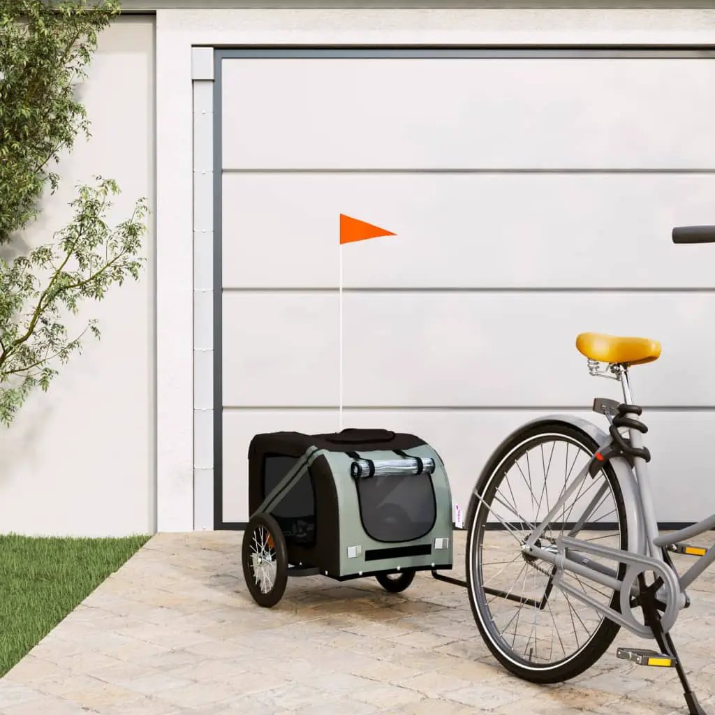 vidaXL Pet Bike Trailer Orange and Grey Oxford Fabric and Iron - from vidaXL