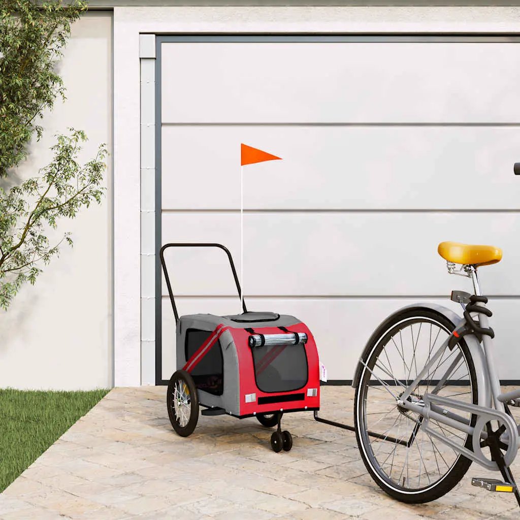 vidaXL Pet Bike Trailer Orange and Grey Oxford Fabric and Iron - from vidaXL