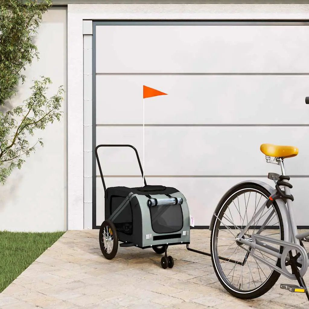 vidaXL Pet Bike Trailer Orange and Grey Oxford Fabric and Iron - from vidaXL