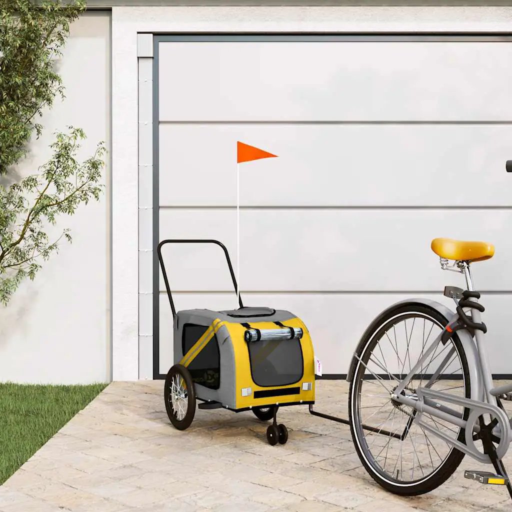 vidaXL Pet Bike Trailer Orange and Grey Oxford Fabric and Iron - from vidaXL